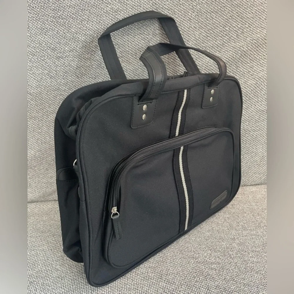 Carolina Herrera Black Laptop Bag with Geometric Design